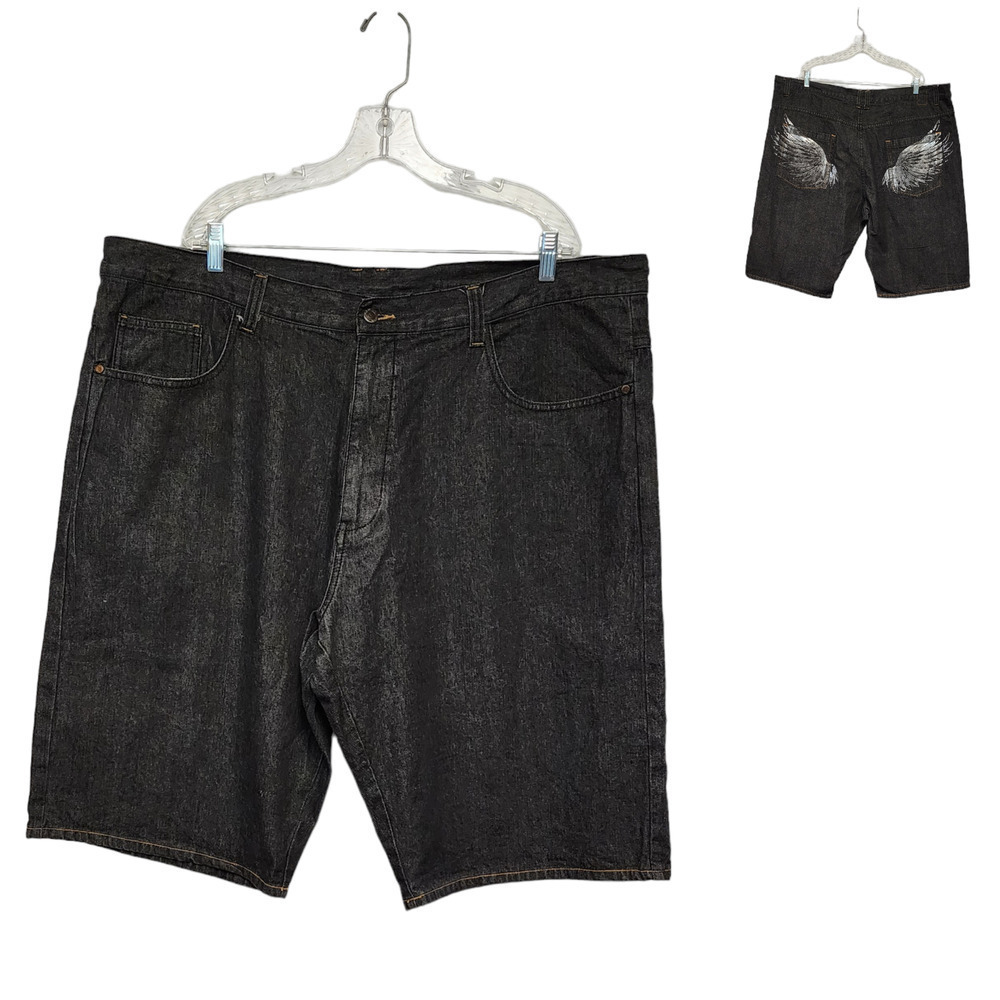 Vintage Karl Kani Gold Shorts Black Denim Hip Hop Streetwear Men's Size 46